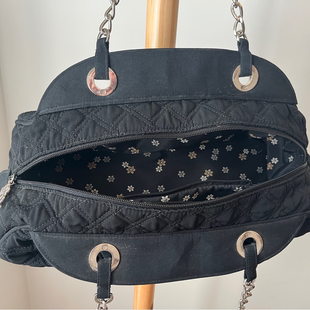 Vera Bradley Classic Bag Solid Black Quilted Silv… - image 4